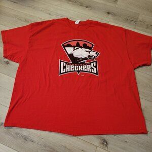 Mens Short Sleeve Red Charlotte Checkers Hockey Size 5XL Cotten T Shirt